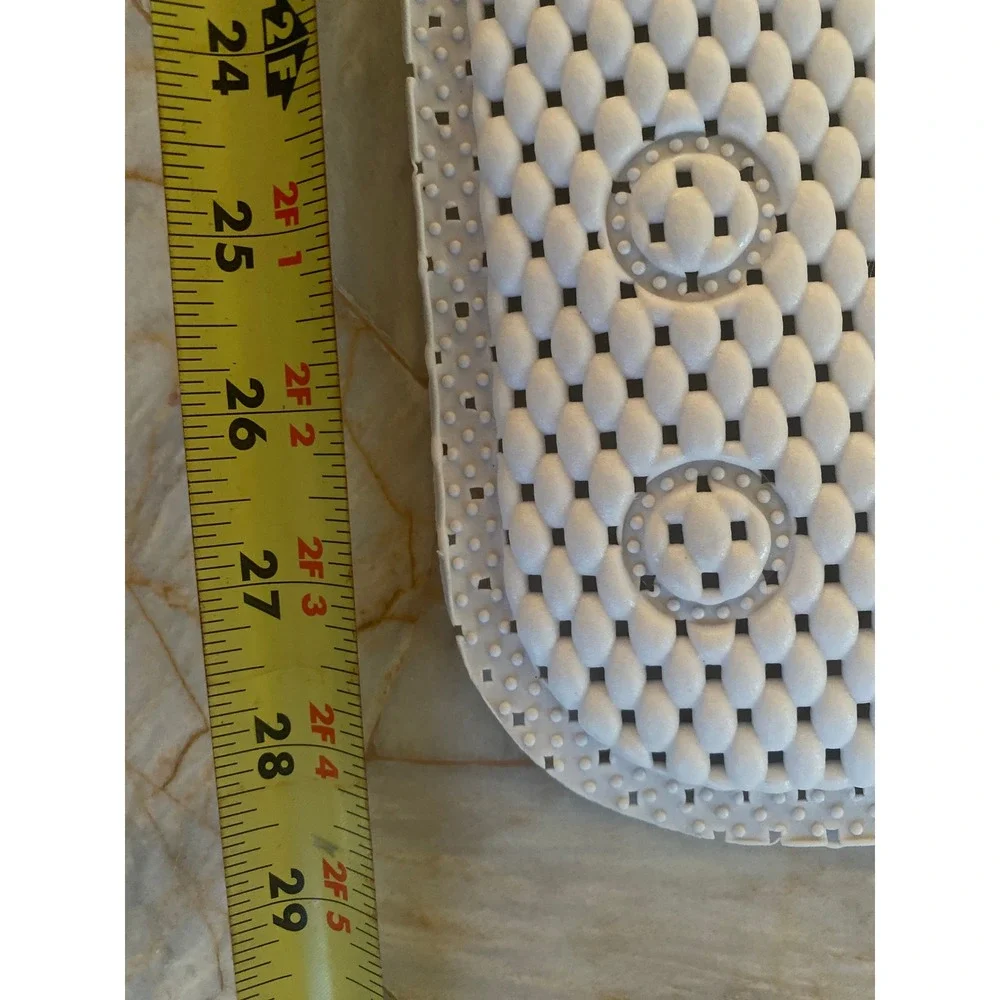 White Non Slip Rubber Bathtub Mat with Suction Cups 27.5x15.5 Rectangle